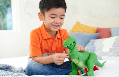 Miniatura 2 de Mattel Disney y Pixar Toy Story Figura de Acción de Dinosaurio que Habla con Brazos Movibles, Risas Rugientes Rex Dino Toy, T Rex de 10.8 Pulgadas