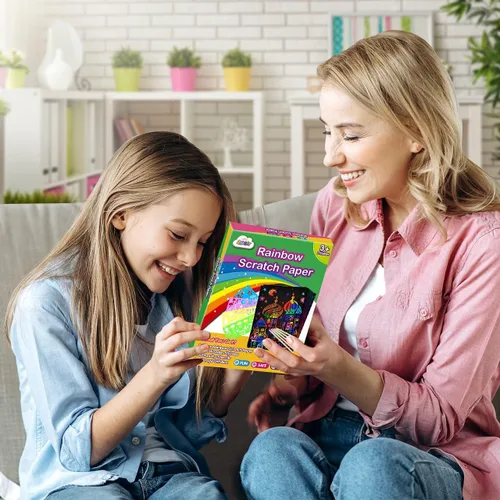 Miniatura 8 de ZMLM Juego de arte de papel para rascar: 60 piezas de arte mágico para niños, regalos de retorno para niños, suministros de papel para rascar