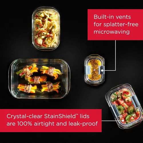 Miniatura 3 de Rubbermaid 2118315 Brilliance 1991158 - Recipientes de vidrio para almacenar alimentos de 8 tazas con tapas, paquete de 2 (4 piezas en total)
