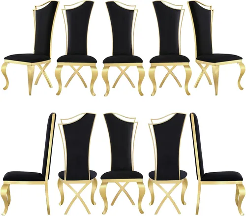 Miniatura 19 de ACEDÉCOR Juego de 2 sillas de comedor de terciopelo, sillas de cocina tapizadas de lujo negras con respaldo alto aerodinámico, modernas y hermosas