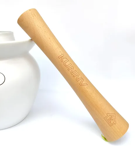 Miniatura 2 de Chucrut Pounder para tarros Mason Fermentación Vegetal Packer Kimchee Tamper, una pieza de madera de haya maciza (12 pulgadas)