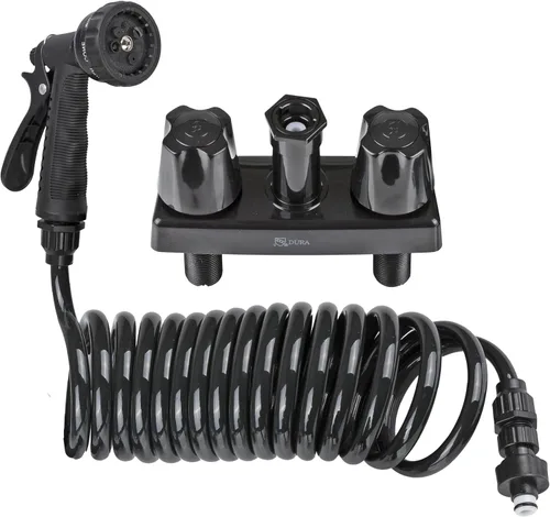 Miniatura 9 de Dura Faucet DF-SA188-BK Kit de rociador desmontable de conexión rápida para exteriores, manguera, puerto y muelle de pulverización utilitario