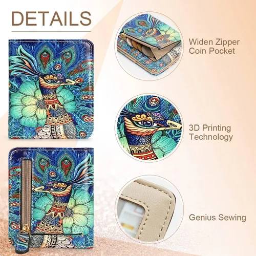 Miniatura 5 de APHISON Billetera para mujer, delgada y pequeña, cartera RFID para mujer, 09-0098, Moda