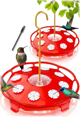 Miniatura 11 de eWonLife Comedero para colibríes para exteriores, platillo a prueba de fugas de 16 onzas con foso de hormigas integrado, 5 puertos de alimentación a