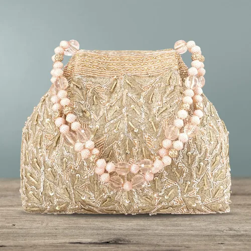 Miniatura 6 de Aheli Potli - Bolsas de noche para mujer, bolso étnico de novia con cordón (P65C), Oro Rosa
