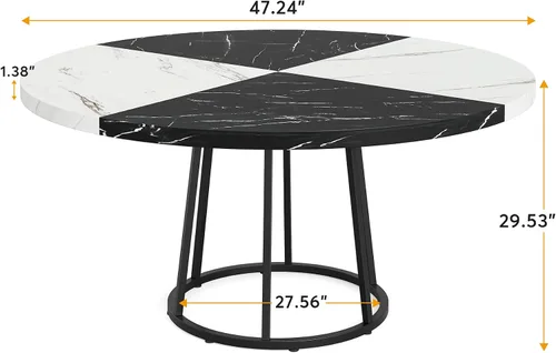 Miniatura 2 de Tribesigns Mesa de comedor de 47 pulgadas para comedor, mesas de comedor redondas para 4 personas con parte superior de mármol sintético, pedestal