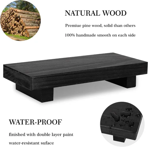 Miniatura 4 de Organizador de encimera de baño, soporte de pedestal de madera, bandeja decorativa de estilo granja, portajabones para decoración de cocina, Negro