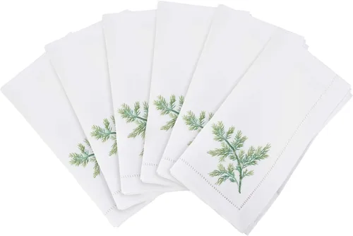Miniatura 53 de Juego de 6 servilletas bordadas de magnolia hechas a mano con borde cosido