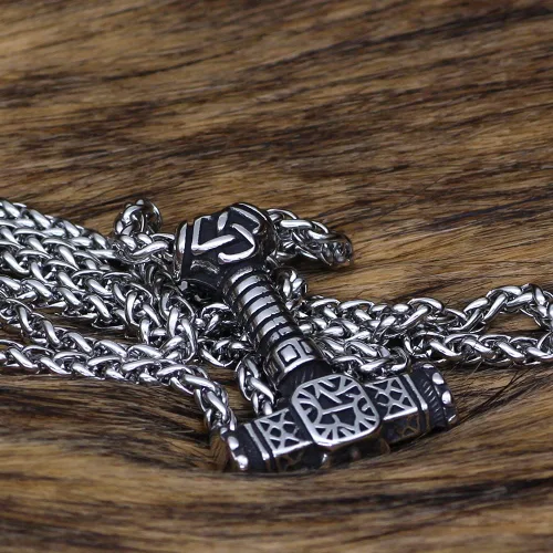 Miniatura 2 de Collar Nordic Viking Mjolnir Thor Hammer Valknut
