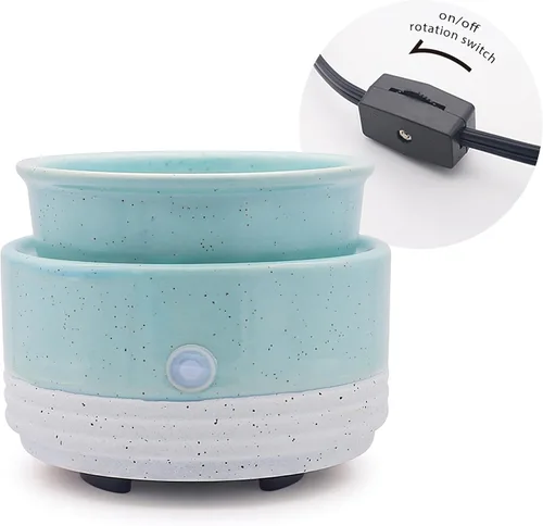 Miniatura 5 de CVHOMEDECO. Calentador de velas y fragancias 2 en 1, calentador eléctrico de cera derretida, para velas perfumadas, cera derretida y tartas
