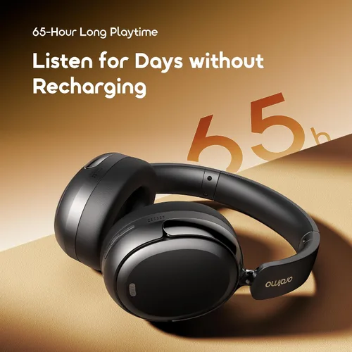 Miniatura 3 de Oraimo Auriculares inalámbricos con cancelación activa de ruido sobre la oreja Bluetooth, tiempo de reproducción de 65 horas, 3 modos