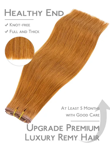 Miniatura 5 de WENNALIFE – Extensiones de cabello humano sin costuras con clip, 130 g, 18 pulgadas, 7 piezas, cabello Remy natural color pelirrojo cobrizo