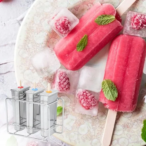 Miniatura 5 de 3 moldes de paletas de acero inoxidable, máquina de paletas de hielo con soporte de acero inoxidable, 55 varillas, 10 bolsas de almacenamiento, kit