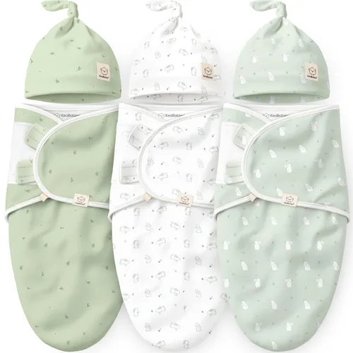 Miniatura 20 de KeaBabies Paquete de 3 mantas envolventes para recién nacidos, niñas, niños con gorros - Sacos de dormir suaves y orgánicos para bebés, juego