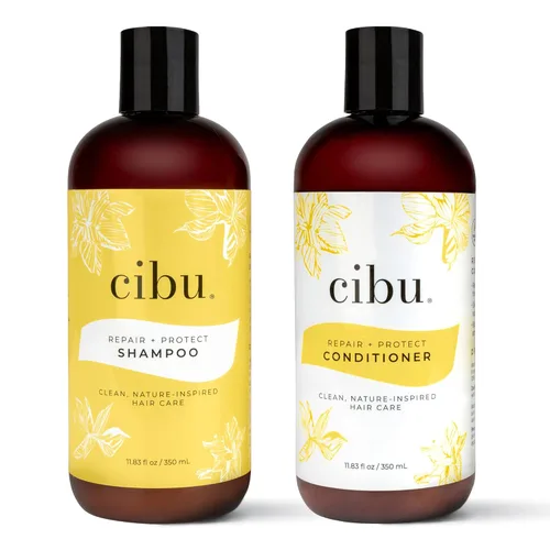 CIBU Repair + Protect - Juego de champú y acondicionador - Seguro para cabello teñido sin parabenos y sin sulfato para mujeres, restaura el cabello