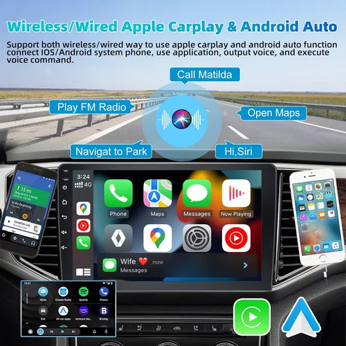 Miniatura 2 de Podofo Estéreo de auto de doble DIN de 2+32G con Apple Carplay Android Auto inalámbrico de 10.1 pulgadas, pantalla táctil y radio Android
