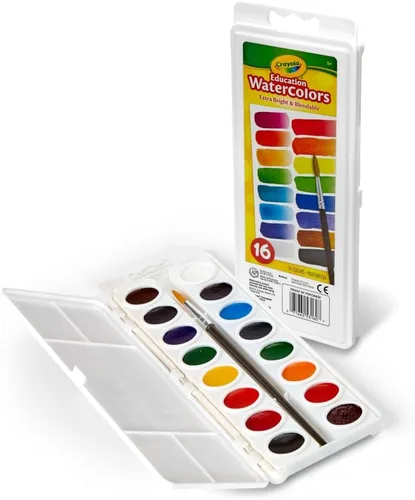 Miniatura 3 de Crayola Juego de pintura de acuarela (16 unidades), suministros escolares, pintura lavable para niños, 1 brocha, artes y manualidades
