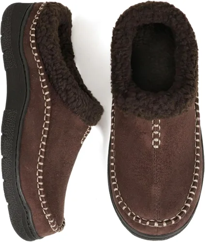 Miniatura 10 de Zigzagger - Pantuflas tipo mocasín para hombre, para interiores y exteriores, pantuflas cálidas, cómodas, mullidas y anchas