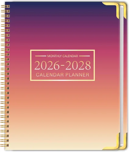 Miniatura 10 de Agenda mensual 2026-2028, tapa dura con esquina de metal, calendario de 3 años, calendario 2026-2027-2028, de enero de 2026 a diciembre de 2028, 9 x
