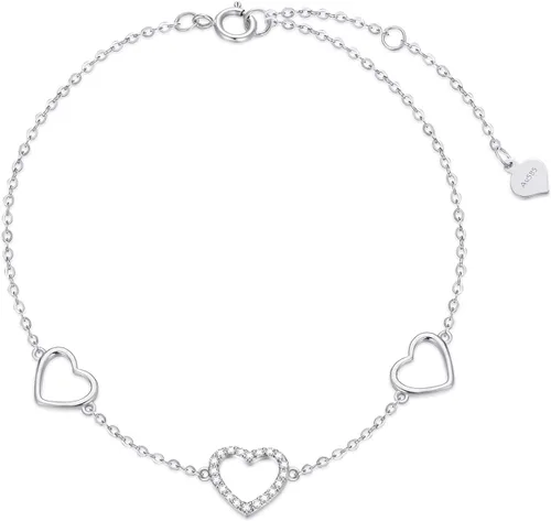 SISGEM 14k Gold Diamond Heart Bracelet for Women, Love Jewelry for Wife, Gifts for Her, 6.8-8.4 Inch