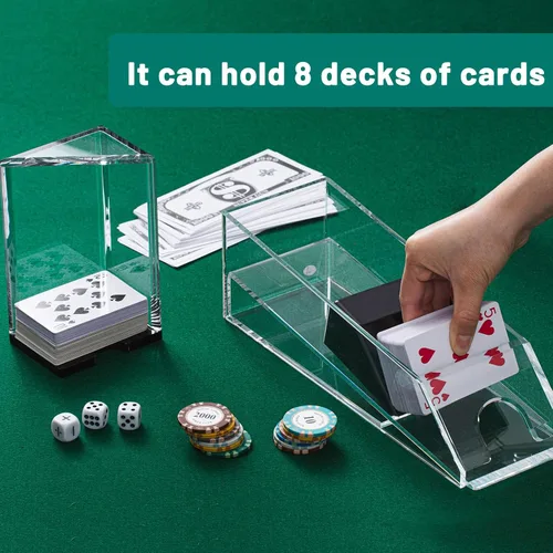 Miniatura 3 de Honoson Zapato de Blackjack y Bandeja de Descarte Zapato Dispensador de Cartas de Blackjack de Acrílico Transparente para Cartas de Juego Bandejas