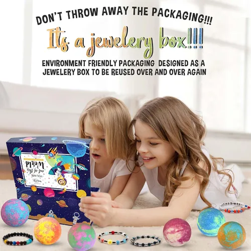 Miniatura 4 de Bombas de baño para niños con sorpresa en el interior, bombas de baño con joyería sorpresa y caja de joyería, orgánica, hidratante para la piel