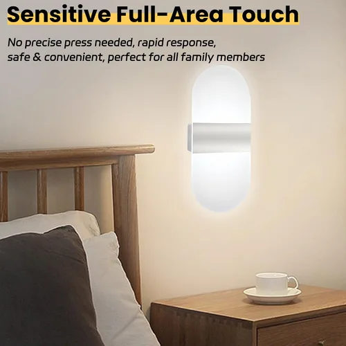 Miniatura 2 de Modernos apliques de pared, 2 lámparas de pared LED acrílicas para sala de estar, dormitorio, pasillo, funciona con pilas USB recargable, luz