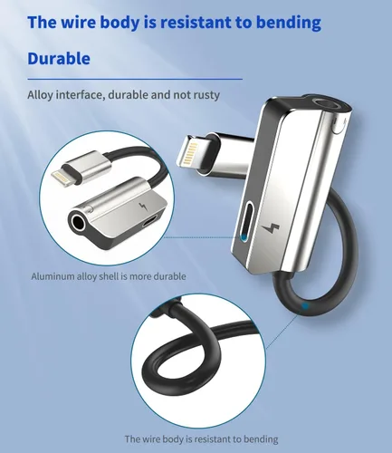 Miniatura 5 de Adaptador Lightning a iPhone de 0.138 in para conector de auriculares, cargador AUX, adaptador de audio para cable 2 en 1 compatible con cable 7 8 X