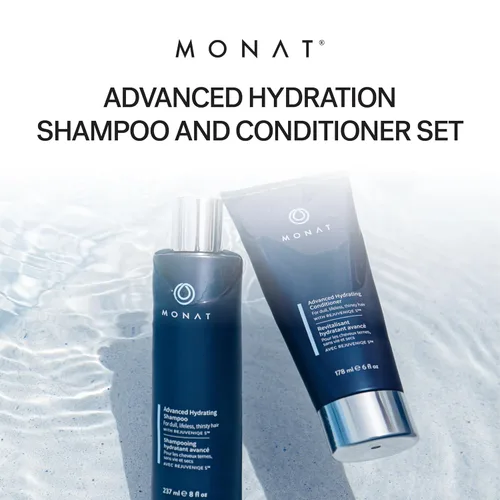 Miniatura 6 de MONAT Juego de champú y acondicionador de hidratación avanzada infundido con REJUVENIQE para cabello seco fino a medio, hidrata y fortalece, sin