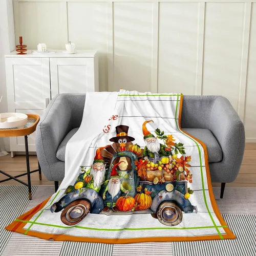 Miniatura 22 de Bonita manta de franela de vellón de pavo para cosecha, manta de Acción de Gracias para cama, sofá, decoración de otoño, decoración de otoño, manta
