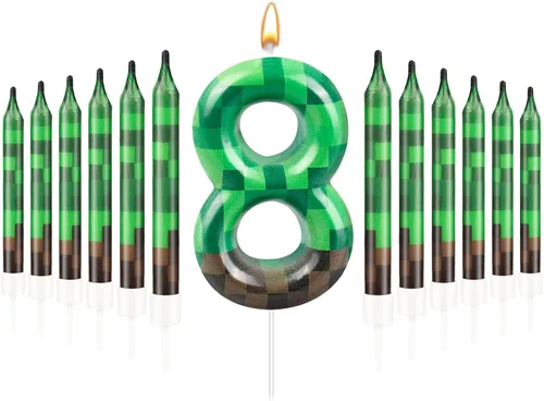 Miniatura 66 de 13 piezas de velas temáticas de coches de carreras para cumpleaños en negro y blanco con número de carrera 1 a cuadros, velas para tarta de coche