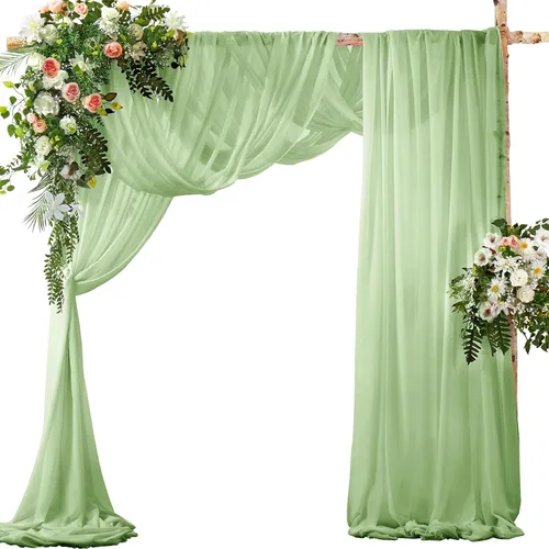 Miniatura 15 de SiinvdaBZX 2 Paneles Tela Drapeada de Arco de Boda 30" x 240" de Poliéster de Gasa Negra para Múltiples Ocasiones