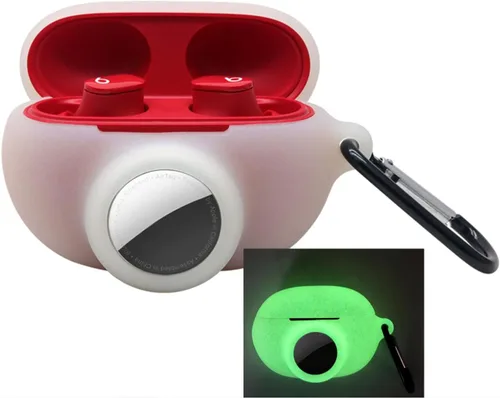 Miniatura 13 de Funda protectora de silicona compatible con Beats Studio Buds Airtag con soporte para Airtag, encuentra tu funda para auriculares, verde aguacate