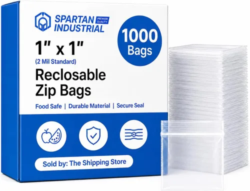 Spartan Industrial - Bolsas pequeñas con cremallera de 1 x 1 pulgada (1000 unidades) - Mini bolsas de polietileno transparentes con cierre con