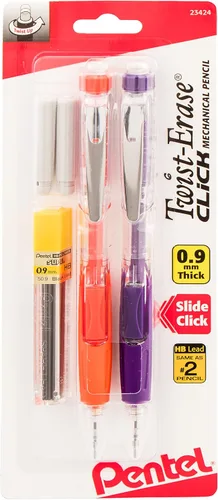Miniatura 3 de Lápiz automático Pentel Twist Erase Click con 2 borradores de repuesto y minas, 0.01 pulgadas, barriles surtidos, Variados
