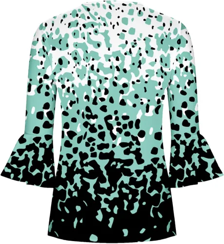 Miniatura 3 de Ceboyel Blusa tipo túnica con estampado floral para mujer, con botones, estilo Henley, con manga de codo, casual, trajes de moda para mujer