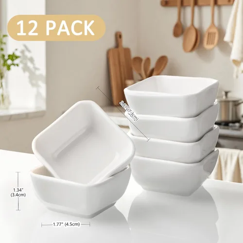 Miniatura 3 de Juego de 12 tazones de cerámica pequeños de 3 onzas para salsa de soja, sushi y salsas, platos de inmersión para aperitivos, condimentos y servir