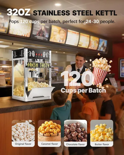 Miniatura 2 de Máquina comercial de palomitas de maíz de 32 onzas, máquina grande para hacer palomitas de maíz, máquina de palomitas de maíz para encimera de cine