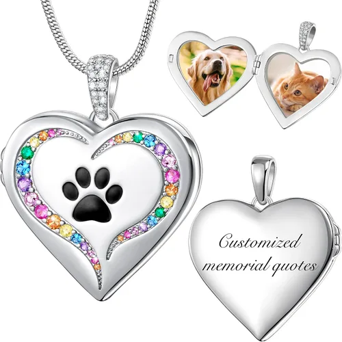 Miniatura 12 de Fanery Sue Collar Personalizado con Medallón de Mascota, Collares con Medallón en Forma de Corazón con Fotos, Collares de Recuerdo para Perros