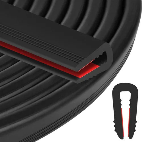 Miniatura 17 de ToLanbbt Canal en U de borde de goma, protector de borde de chapa autoadhesiva de 1/2 pulgada, tira de sellado EPDM para puertas de automóvil