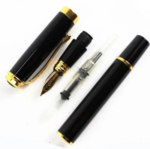 Miniatura 4 de Gullor Pluma estilográfica 500 de punta mediana negra con clip dorado