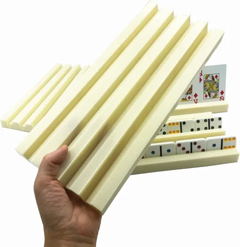 Miniatura 5 de Yuanhe Paquete de 4 soportes de plástico para dominó, bandejas de dominó, organizador para juegos de mesa clásicos, azulejos, juegos familiares