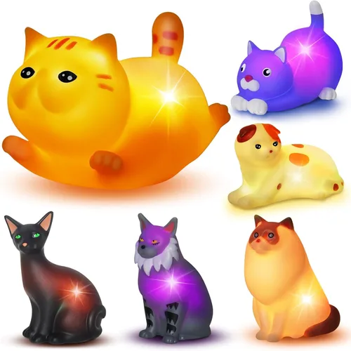 Miniatura 8 de Juguetes de Baño para Niños Pequeños de 1-3 años: Set de 6 Piezas de Juguetes de Baño de Perro Iluminados, Juguetes de Baño para Bebés, Juguetes