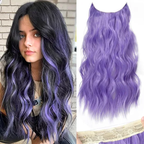 Miniatura 51 de KooKaStyle - Extensiones de cabello con hilo invisible, diadema transparente, ajustables, 4 clips fijadores, cabello largo y ondulado de 12