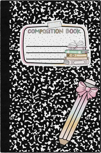 Flagship Carpets Book Club - Cuaderno de composición con lápiz de lazo, alfombra educativa para habitación de los niños, alfombra de aula infantil