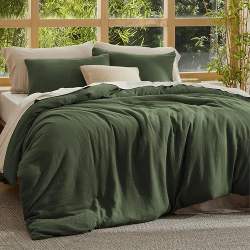Miniatura 10 de Bedsure Funda de edredón 100% de muselina de algodón, tamaño Queen, funda de edredón de gasa ultrasuave, juego de cama transpirable y ligero