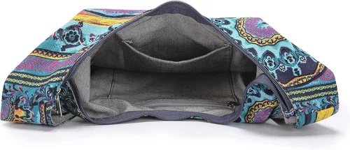 Miniatura 196 de Bolsa de hombro para mujer, de lona en estilo hippie/bohemio para llevar cruzada al hombro, disponible en diferentes colores y estampados