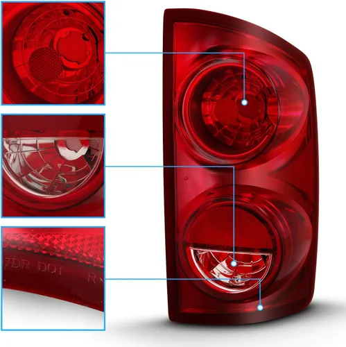 Miniatura 3 de AmeriLite Juego de luces traseras de repuesto para camioneta Dodge Ram 2007-2009, estilo OE, lado del pasajero y del conductor Humo