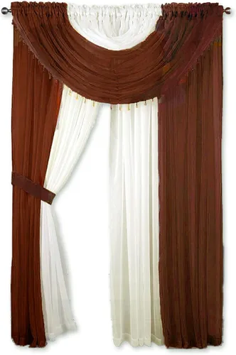 Miniatura 26 de Sapphire Home Cortinas traslúcidas – Juego de 4 paneles de dos tonos con cenefa y alzapaños, 55 x 63 pulgadas, cortina ligera filtrante de luz