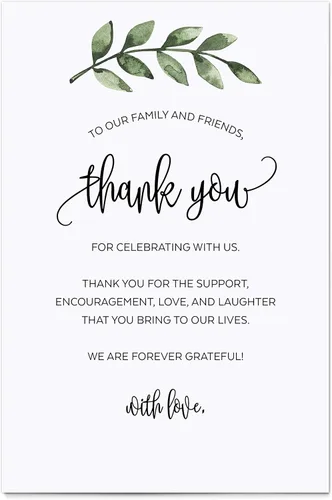 321Done Greenery - Tarjetas de agradecimiento de agradecimiento, tarjetas de mesa blancas de 4 x 6 pulgadas para boda, fiesta, cumpleaños,